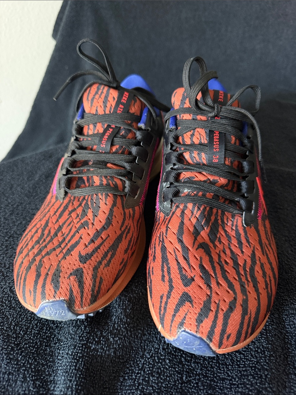 Nike Kids Orange and Black Tiger-Print Running Sneakers